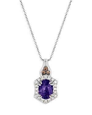 Bloomingdale's Tanzanite, Champagne & Brown Diamond Halo Pendant Necklace In 14k White Gold, 20 - 100% Exclusive