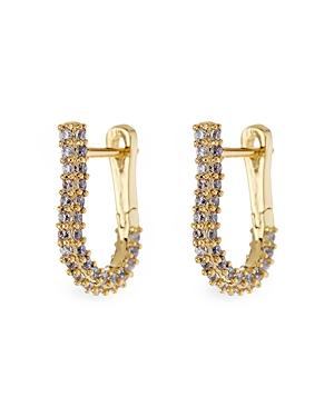 Luv Aj Riviera Pave U Shape Hoop Earrings