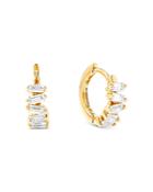 Suzanne Kalan 18k Yellow Gold Diamond Thin Huggie Hoop Earrings