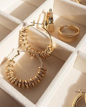 Luv Aj Pave Washer Beaded Hoop Earrings In Gold Tone
