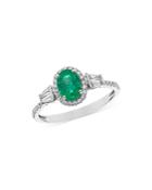 Bloomingdale's Oval Emerald & Diamond Halo Ring In 14k White Gold - 100% Exclusive
