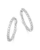 Bloomingdale's Diamond Oval Inside Out Hoop Earrings In 14k White Gold, 5.0 Ct. T.w. - 100% Exclusive