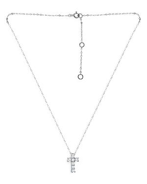 Aqua Cubic Zirconia Cross Pendant Necklace In Sterling Silver, 15.5-17.5 - 100% Exclusive