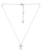Aqua Cubic Zirconia Cross Pendant Necklace In Sterling Silver, 15.5-17.5 - 100% Exclusive