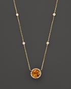 Citrine And Diamond Halo Pendant Necklace With 4 Stations In 14k Yellow Gold, 16 - 100% Exclusive
