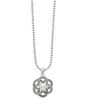 Lagos Sterling Silver & 18k Yellow Gold Luna Love Knot Cultured Freshwater Pearl Pendant Necklace, 34