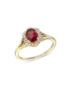 Bloomingdale's Rhodolite & Brown & White Diamond Halo Ring In 14k Yellow Gold - 100% Exclusive