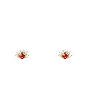 Nouvel Heritage 18k Yellow Gold Mystic Diamond & Red Spinel Stud Earrings
