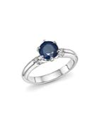 Roberto Coin Platinum Solitaire Sapphire And Diamond Ring