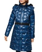 Marc New York Faux Fur Trim Belted Puffer Coat