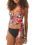 Carmen Marc Valvo Printed Halter Tankini Top