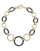 Lagos 18k Yellow Gold Gold & Black Caviar Black Ceramic Circle Link Bracelet