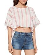 Bcbgeneration Striped Gauze Cropped Top