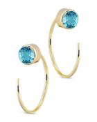 Bloomingdale's Blue Topaz Stud And Front Back Hoop Earrings In 14k Yellow Gold - 100% Exclusive