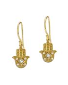 Amrapali Jewels Diamond Hamsa Drop Earrings In 18k Yellow Gold, 0.19 Ct. T.w.
