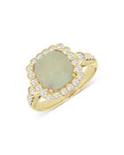 Bloomingdale's Opal & Diamond Scalloped Ring In 14k Yellow Gold - 100% Exclusive