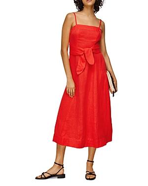Whistles Linen Tie Waist Midi Dress