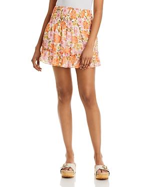 Aqua Floral Print Smocked Skirt - 100% Exclusive