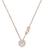 Michael Kors Pave Pendant & Logo Chain Necklace In 14k Gold-plated Sterling Silver, 14k Rose Gold-plated Sterling Silver Or Sterling Silver, 18
