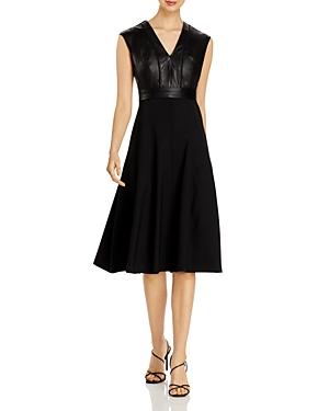 Narciso Rodriguez Leather-trim Fit & Flare Dress