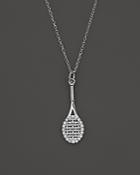 Kc Designs Diamond Tennis Racket Pendant Necklace In 14k White Gold, 16