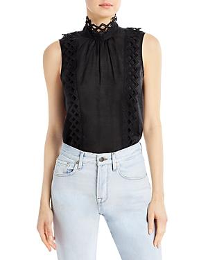 Frame Embroidered High Neck Top