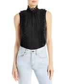 Frame Embroidered High Neck Top