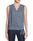 T Tahari Dotted Wrap-front Top