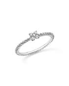 Diamond Cluster Beaded Band In 14k White Gold, .10 Ct. T.w.