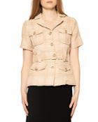 Gracia Tweed Half Sleeve Jacket With Front Pockets & Belt (46% Off) - Comparable Value $129.60