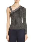 Karen Millen Metallic Sparkle Knit Asymmetric Top - 100% Exclusive