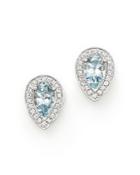Aquamarine And Diamond Teardrop Earrings In 14k White Gold - 100% Exclusive