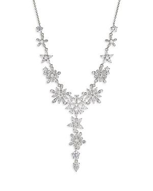 Nadri Freya Drama Cubic Zirconia Flower Lariat Necklace In Rhodium Plated, 16-20