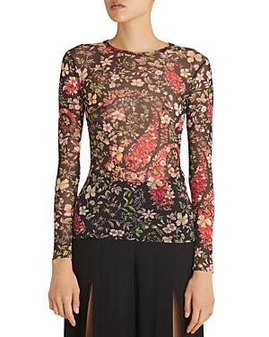 Etro Floral Mesh Long Sleeve Top