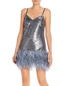 Cinq A Sept Athena Sequin And Feather Mini Dress