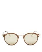 Oliver Peoples Remick Mirrored Brow Bar Round Sunglasses, 49mm