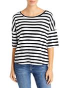 Three Dots Striped Boat Neck Tee