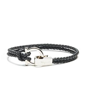 Ferragamo Braided Leather Gancini Bracelet