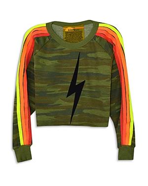Aviator Nation Camo Print Bolt Cropped Sweatshirt