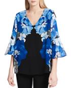 Calvin Klein Floral-print Bell-sleeve Top