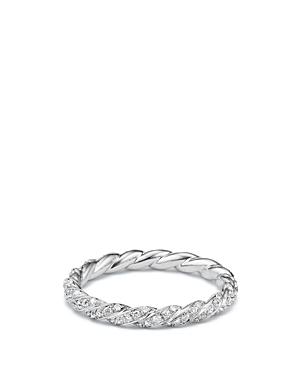 David Yurman Paveflex Ring With Diamonds In 18k White Gold