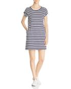 Marc New York Performance Striped Cinched-sleeve T-shirt Dress