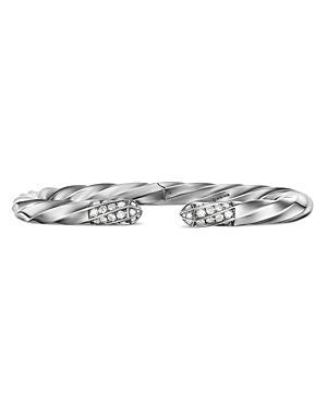 David Yurman Sterling Silver The Cable Collection Diamond Cuff Bracelet