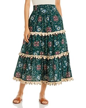 Sea Nyc Robina Tiered Cotton Midi Skirt