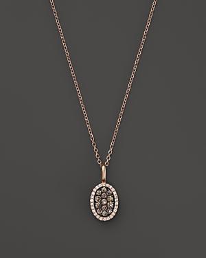 Kc Designs Champagne And White Diamond Mini Oval Pendant Necklace In 14k Rose Gold, 16