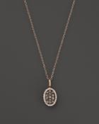 Kc Designs Champagne And White Diamond Mini Oval Pendant Necklace In 14k Rose Gold, 16
