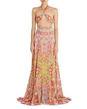 Etro Printed Cutout Halter Dress