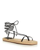 Aqua Women's Ankle Tie Thong Espadrille Sandals