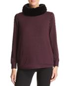 Capote Faux-fur Turtleneck Studded Sweater