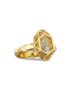 Hueb 18k Yellow Gold Estelar Diamond Pear & Round Cluster Statement Ring